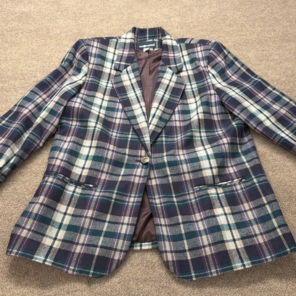 Sag Harbor Vintage Wool Plaid Blazer Size 18 Women’s